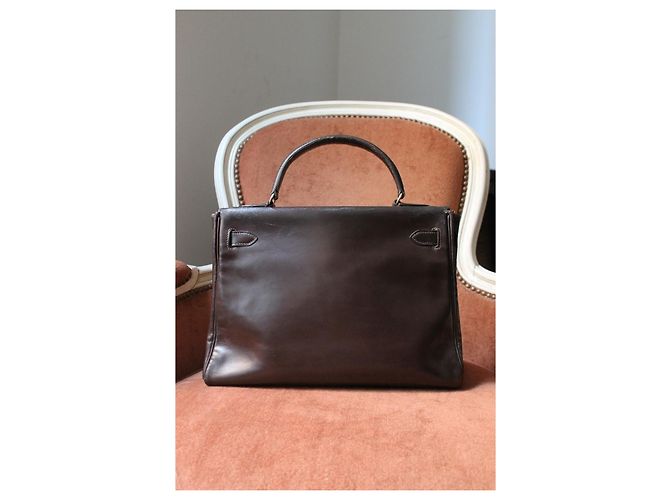 borsa Hermès Kelly 32 in pelle marrone - vista 7