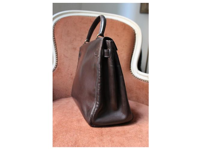 borsa Hermès Kelly 32 in pelle marrone - vista 8