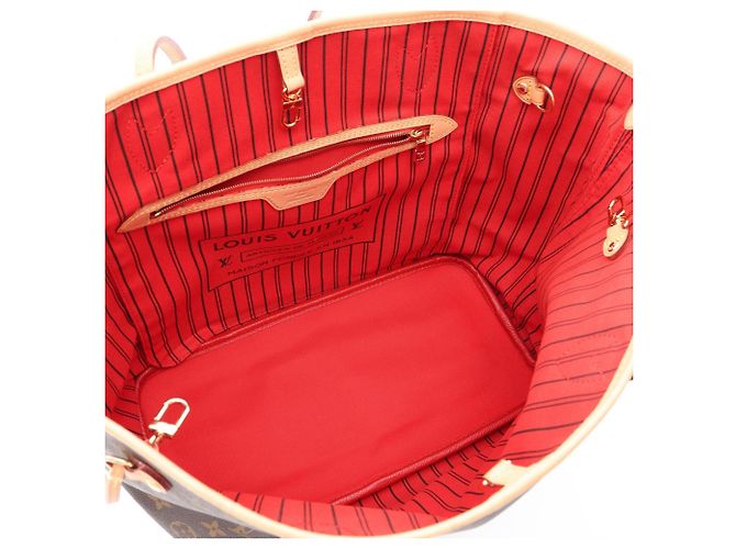 Borsa Tote Louis Vuitton Neverfull Inside Out MM Marrone Rosso - vista 3