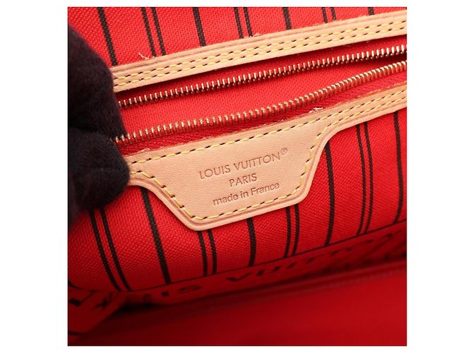 Borsa Tote Louis Vuitton Neverfull Inside Out MM Marrone Rosso - vista 4