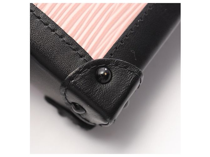 Louis Vuitton Pochette Trunk Vertical Epi Rose Ballerine Handbag Marrone Nero - vista 10