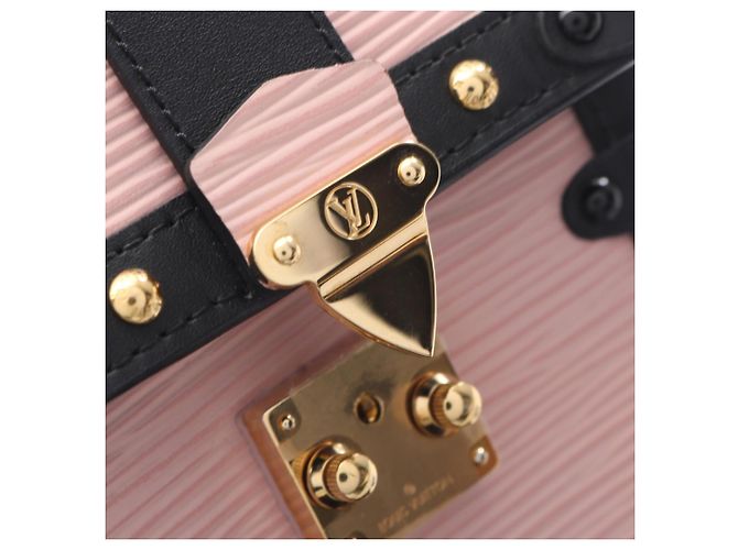 Louis Vuitton Pochette Trunk Vertical Epi Rose Ballerine Handbag Marrone Nero - vista 12