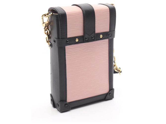 Louis Vuitton Pochette Trunk Vertical Epi Rose Ballerine Handbag Marrone Nero - vista 2