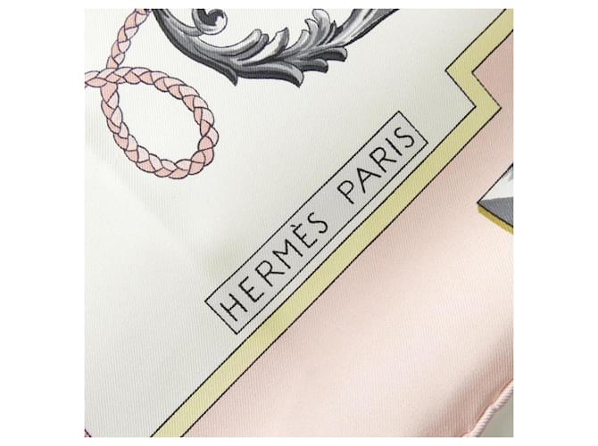 Hermès Carré Hermes LES CLES Sciarpa Muffler Rosa Bianco - vista 2