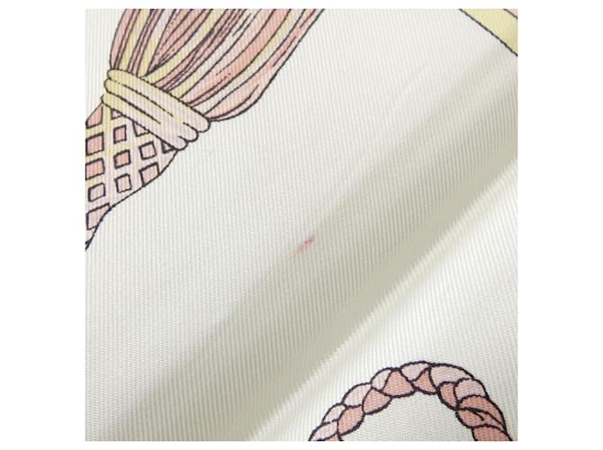 Hermès Carré Hermes LES CLES Sciarpa Muffler Rosa Bianco - vista 3