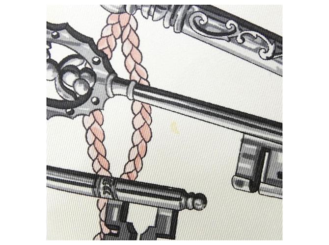 Hermès Carré Hermes LES CLES Sciarpa Muffler Rosa Bianco - vista 5