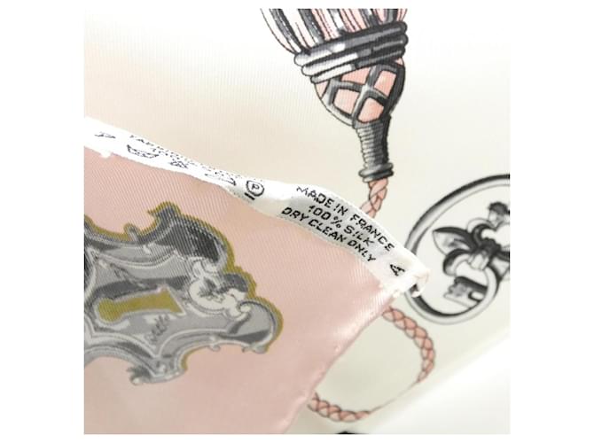 Hermès Carré Hermes LES CLES Sciarpa Muffler Rosa Bianco - vista 6