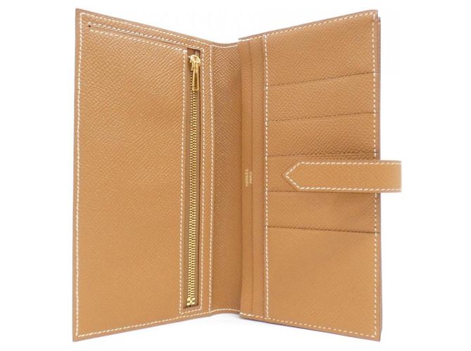 Hermès Cartera larga Hermes Bearn Soufflé Castaño Dorado - vista 3