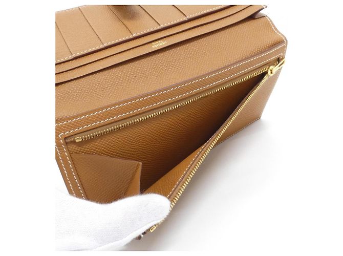 Hermès Cartera larga Hermes Bearn Soufflé Castaño Dorado - vista 7
