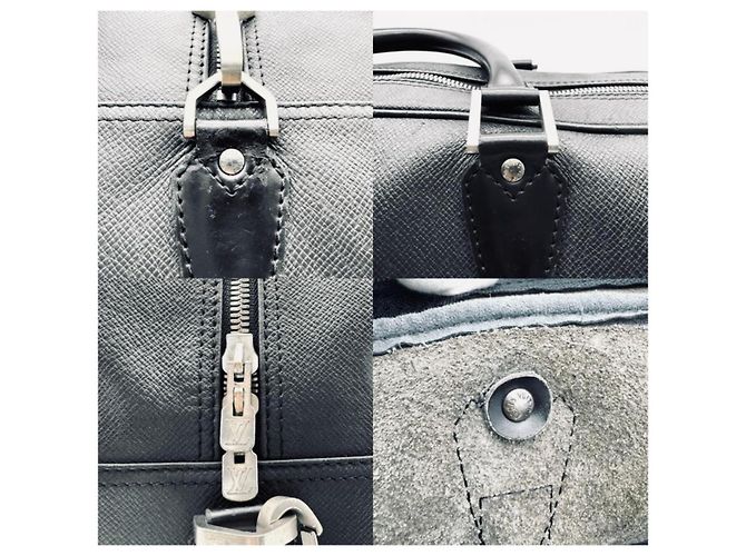 Borsa da viaggio Louis Vuitton Kendall PM in pelle Taiga Nero Ardesia - vista 12