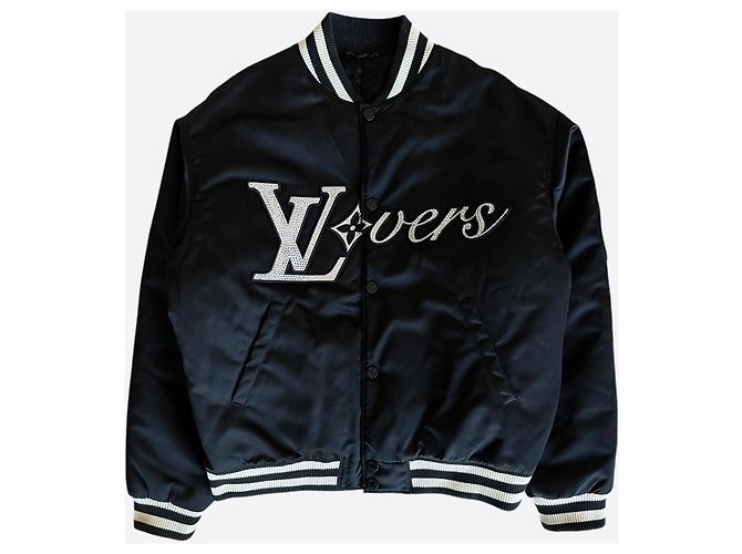 Giacca varsity Louis Vuitton "Lovers" nera adornata con strass Nero - vista 2