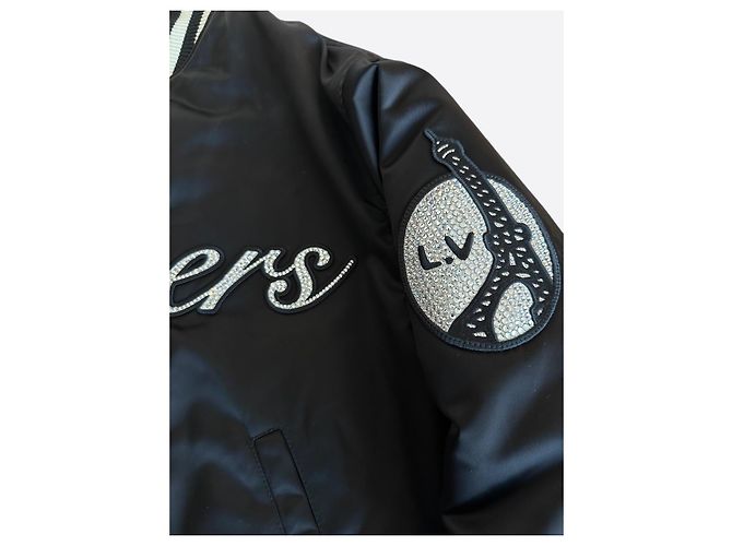 Giacca varsity Louis Vuitton "Lovers" nera adornata con strass Nero - vista 4