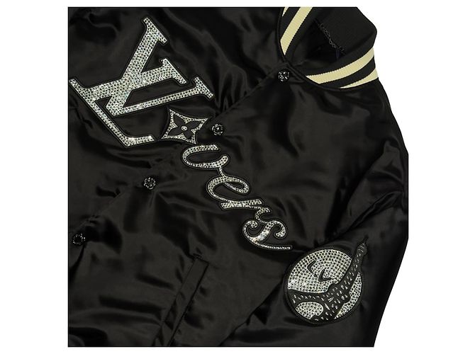 Giacca varsity Louis Vuitton "Lovers" nera adornata con strass Nero - vista 5