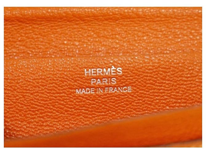 Béarn Hermès Bearn Souffle Geldbörse orange H - Ansicht 10