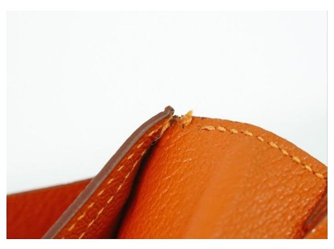 Béarn Hermès Bearn Souffle Geldbörse orange H - Ansicht 12
