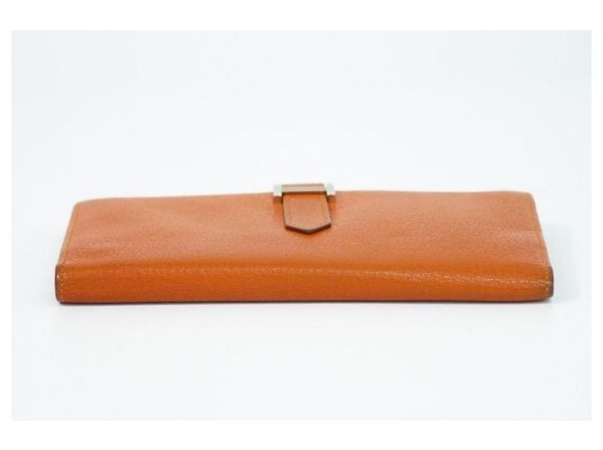 Béarn Hermès Bearn Souffle Geldbörse orange H - Ansicht 3
