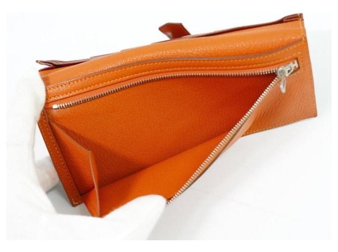 Béarn Hermès Bearn Souffle Geldbörse orange H - Ansicht 7