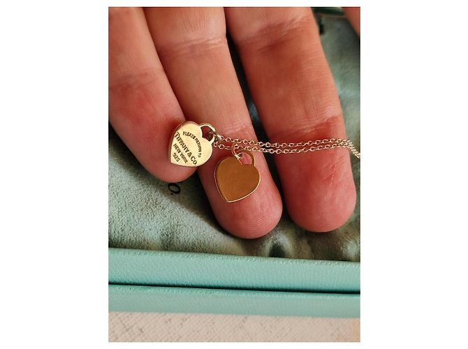 Collana Tiffany & Co. Return to Tiffany Doppio Cuore D'oro Silver hardware - vista 9