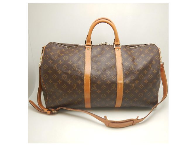 Louis Vuitton Monogram Keepall Bandoulière 50 Boston Bag Marrone - vista 3