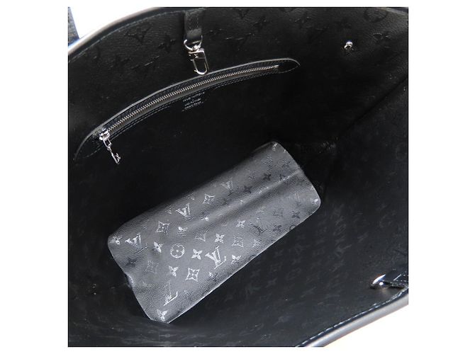 Borsa Tote Louis Vuitton Neverfull MM Nero Bianco - vista 6