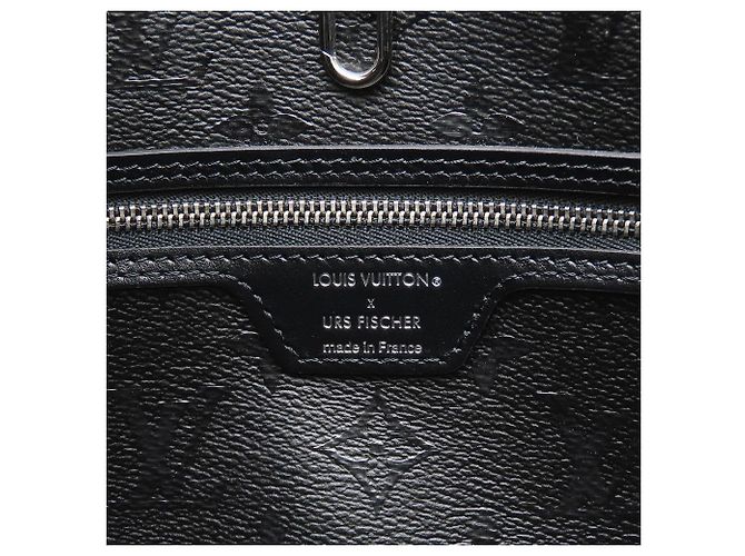 Borsa Tote Louis Vuitton Neverfull MM Nero Bianco - vista 7