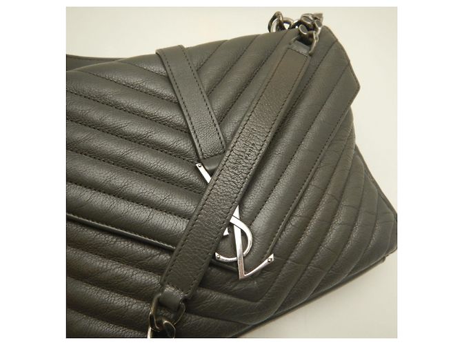 Borsa a mano in pelle Yves Saint Laurent Marrone - vista 8