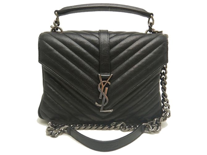 Borsa Yves Saint Laurent College Medium Nero - vista 2