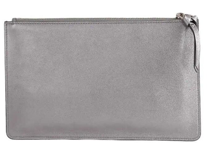 Pochette Jimmy Choo in pelle argento - vista 3
