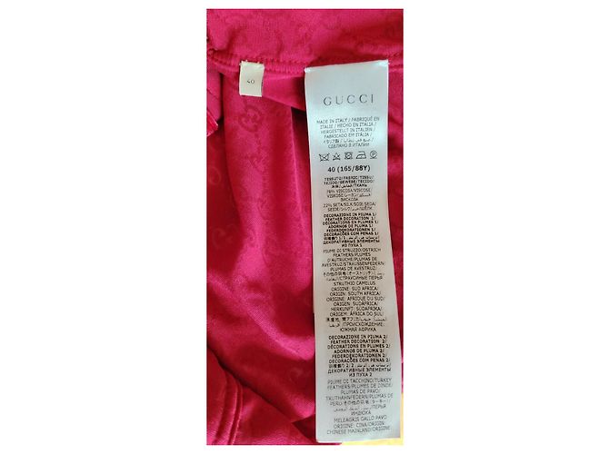 GUCCI GG DEVORÉ-SAMTJACKE rot mit Federn - Ansicht 3