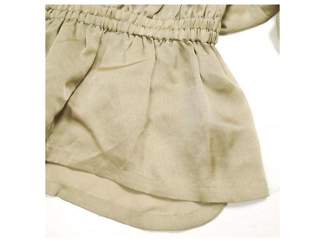 Autre Marque MW NO.09-FK004 Bluse aus Polyestersatin Beige - Ansicht 5