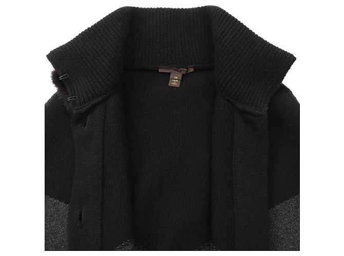 Louis Vuitton Wool Cashmere Mink Cape Brown Black - view 11
