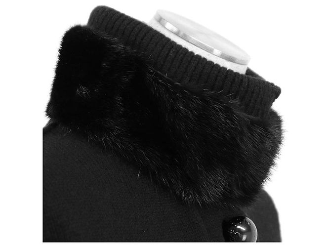 Louis Vuitton Wool Cashmere Mink Cape Brown Black - view 12