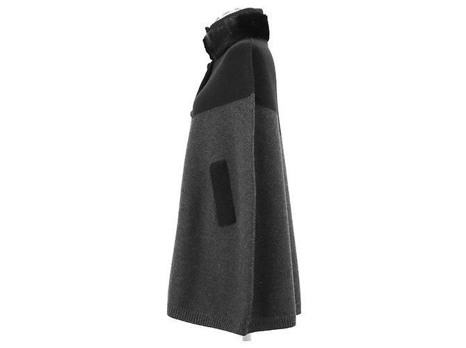 Louis Vuitton Wool Cashmere Mink Cape Brown Black - view 7