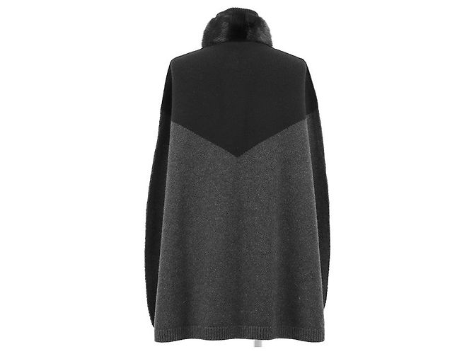 Louis Vuitton Wool Cashmere Mink Cape Brown Black - view 8