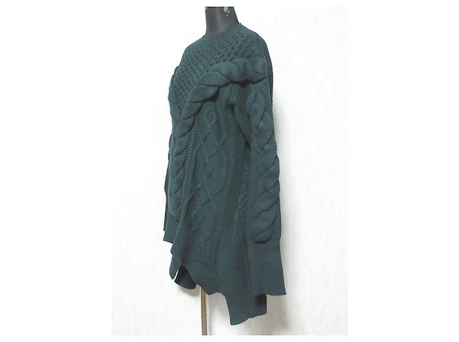 Autre Marque nagonstans Asymmetrischer Zopfstrickpullover Grün - Ansicht 3