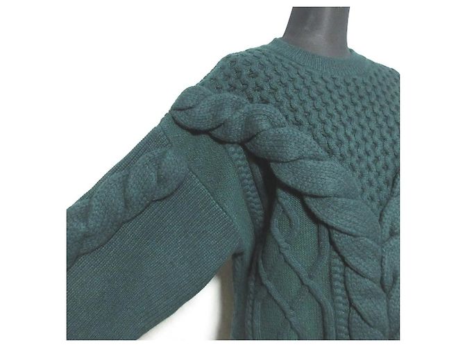 Autre Marque nagonstans Asymmetrischer Zopfstrickpullover Grün - Ansicht 4