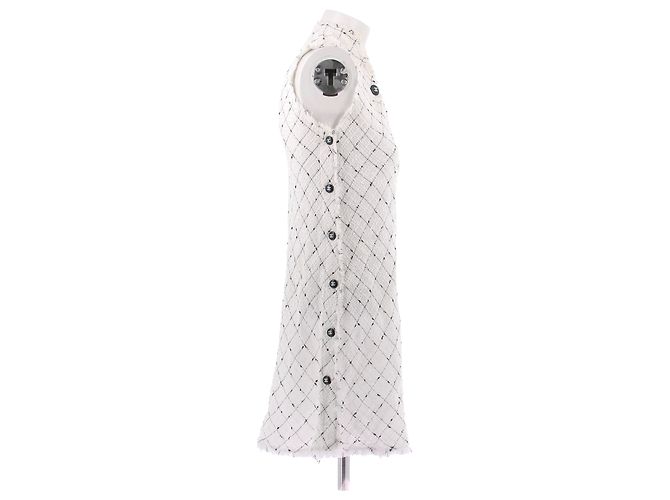 Chanel Abito in tweed bianco e nero - vista 3