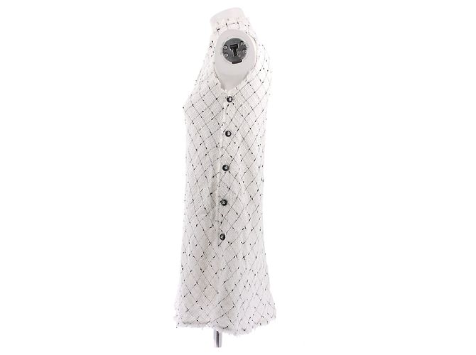 Chanel Abito in tweed bianco e nero - vista 4