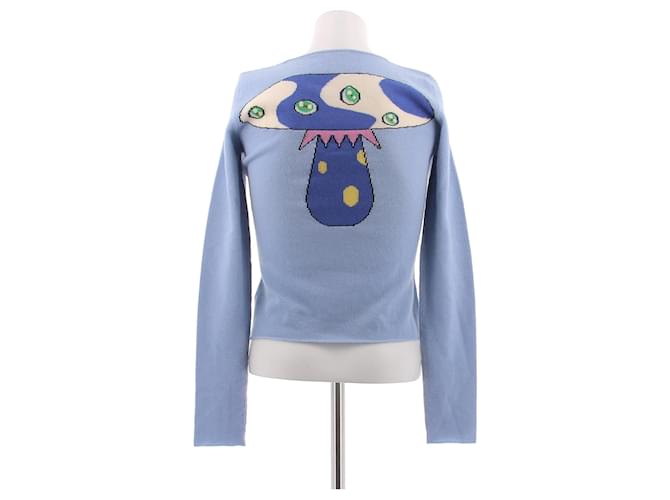 Autre Marque Blauer Pullover mit Pilzmuster - Ansicht 2