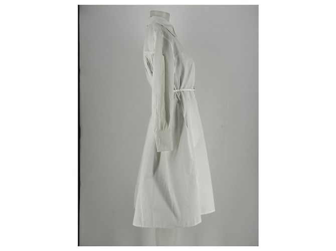 Jil Sander Weißes Hemdkleid mit Gürtel - Ansicht 4