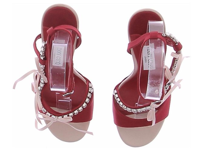 Sandali Jimmy Choo Lula 100 Rossi in Tessuto Taglia 37 Rosso - vista 3