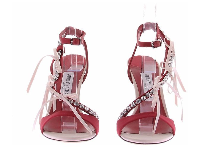Sandali Jimmy Choo Lula 100 Rossi in Tessuto Taglia 37 Rosso - vista 4