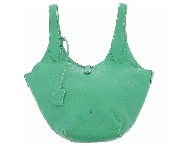 Ralph Lauren Borsa Tote Polo Play in pelle Verde - vista 2