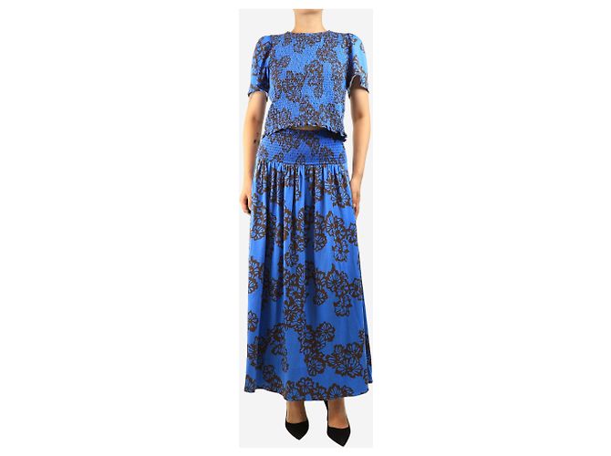 Autre Marque Set due pezzi top e gonna stampati blu - size UK 14 - vista 4