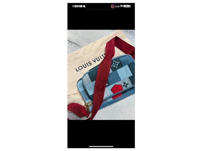 Louis Vuitton Borsa a Tracolla Denim Monogram Blu Multicolore Taupe - vista 10