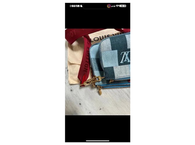 Louis Vuitton Borsa a Tracolla Denim Monogram Blu Multicolore Taupe - vista 12