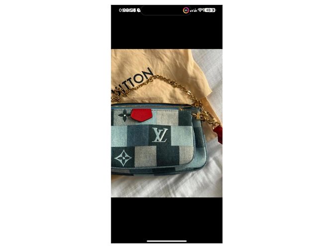Louis Vuitton Borsa a Tracolla Denim Monogram Blu Multicolore Taupe - vista 4