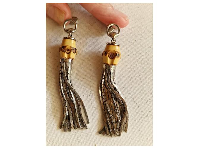 Gucci Orecchini Bambou Tassel in argento 825 e bambù Marrone chiaro Silver hardware - vista 2