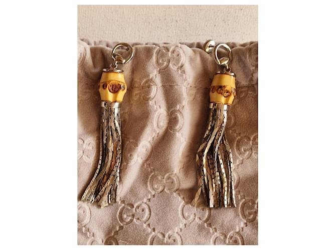 Gucci Orecchini Bambou Tassel in argento 825 e bambù Marrone chiaro Silver hardware - vista 5