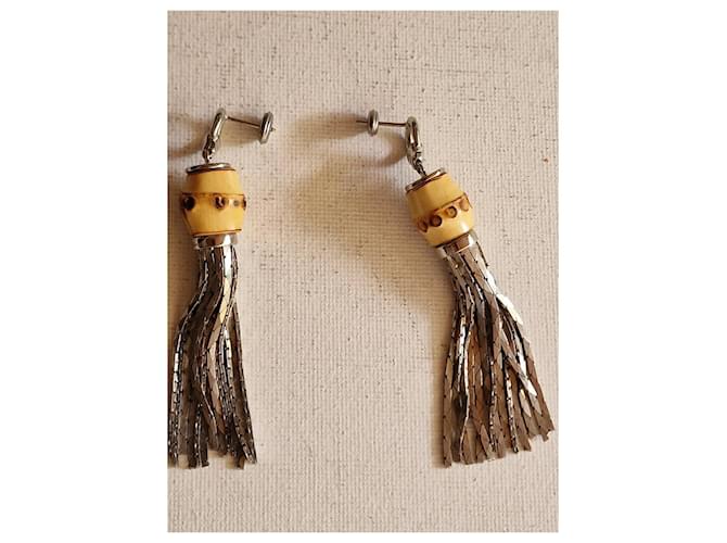 Gucci Orecchini Bambou Tassel in argento 825 e bambù Marrone chiaro Silver hardware - vista 6